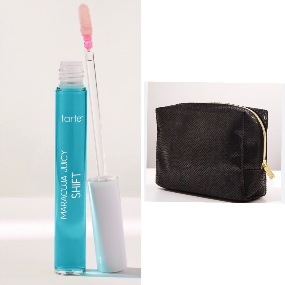 Brand new tarte makeup bag and maracuja juicy lip and cheek shift in jelly bean